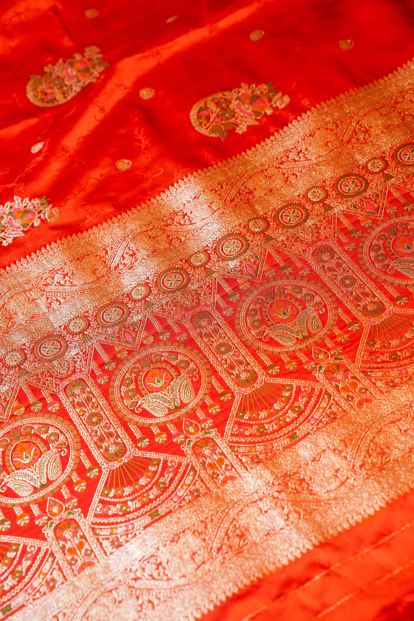 Orange Banarasi Silk Saree