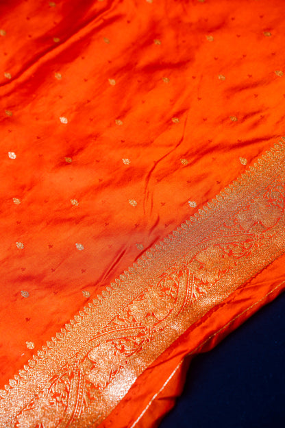 Orange Banarasi Silk Saree