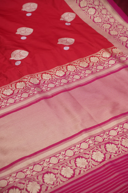 Red Pure Kadwa Banarasi Handloom Saree