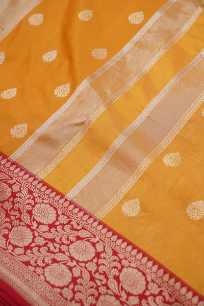 Mustard Pure Kadwa Banarasi Handloom Saree