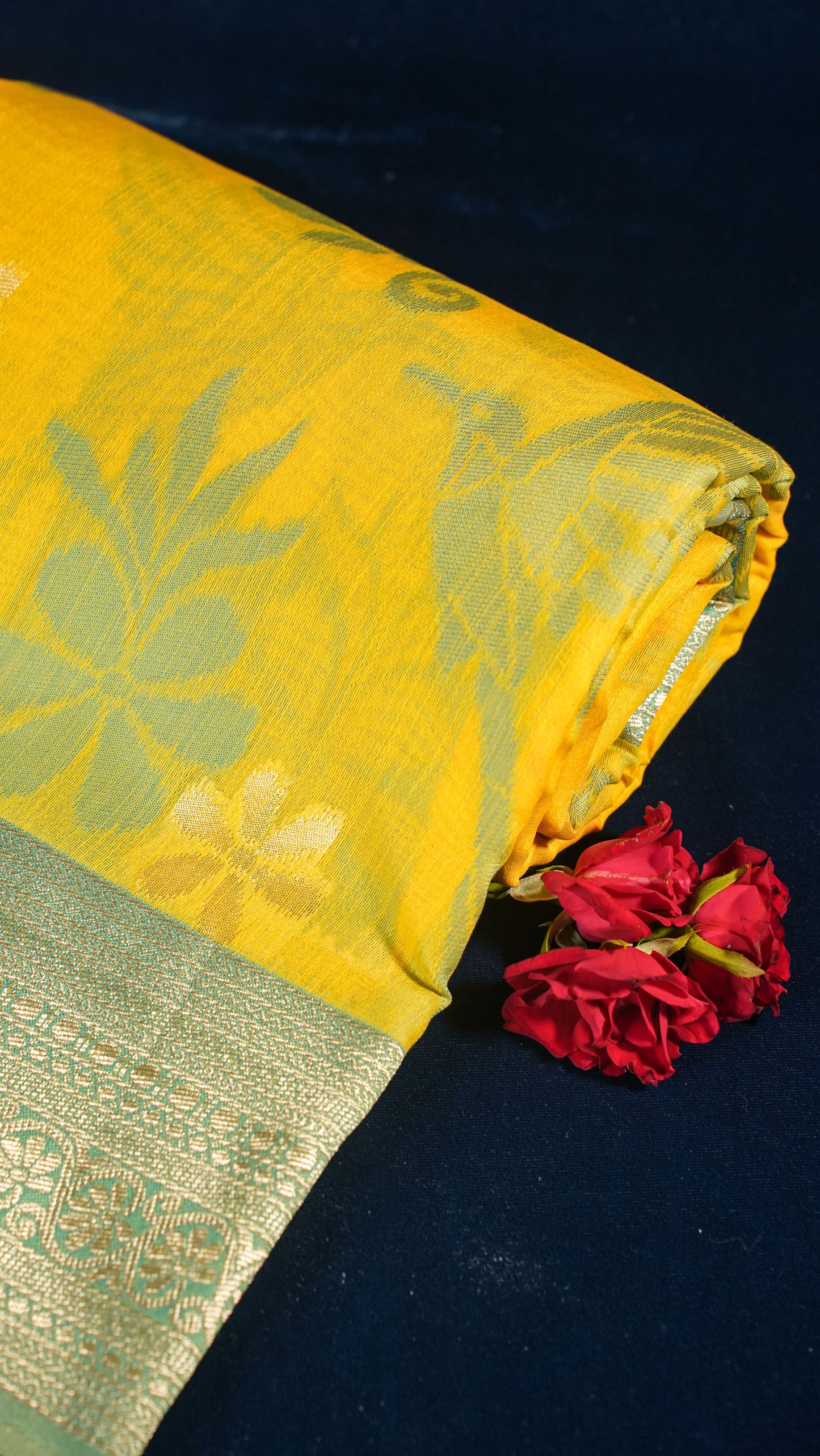 "UTSAV BANARAS 139" Banarasi Yellow Jamdani Cotton Silk Saree