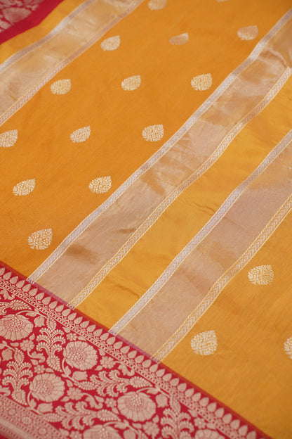 Mustard Pure Kadwa Banarasi Handloom Saree