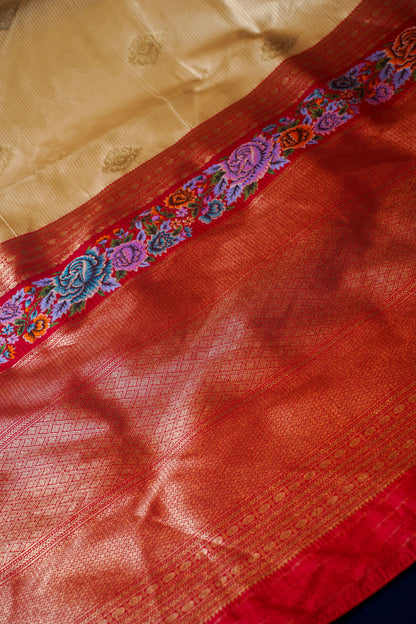 Golden Pure Banarasi Silk Handloom Saree