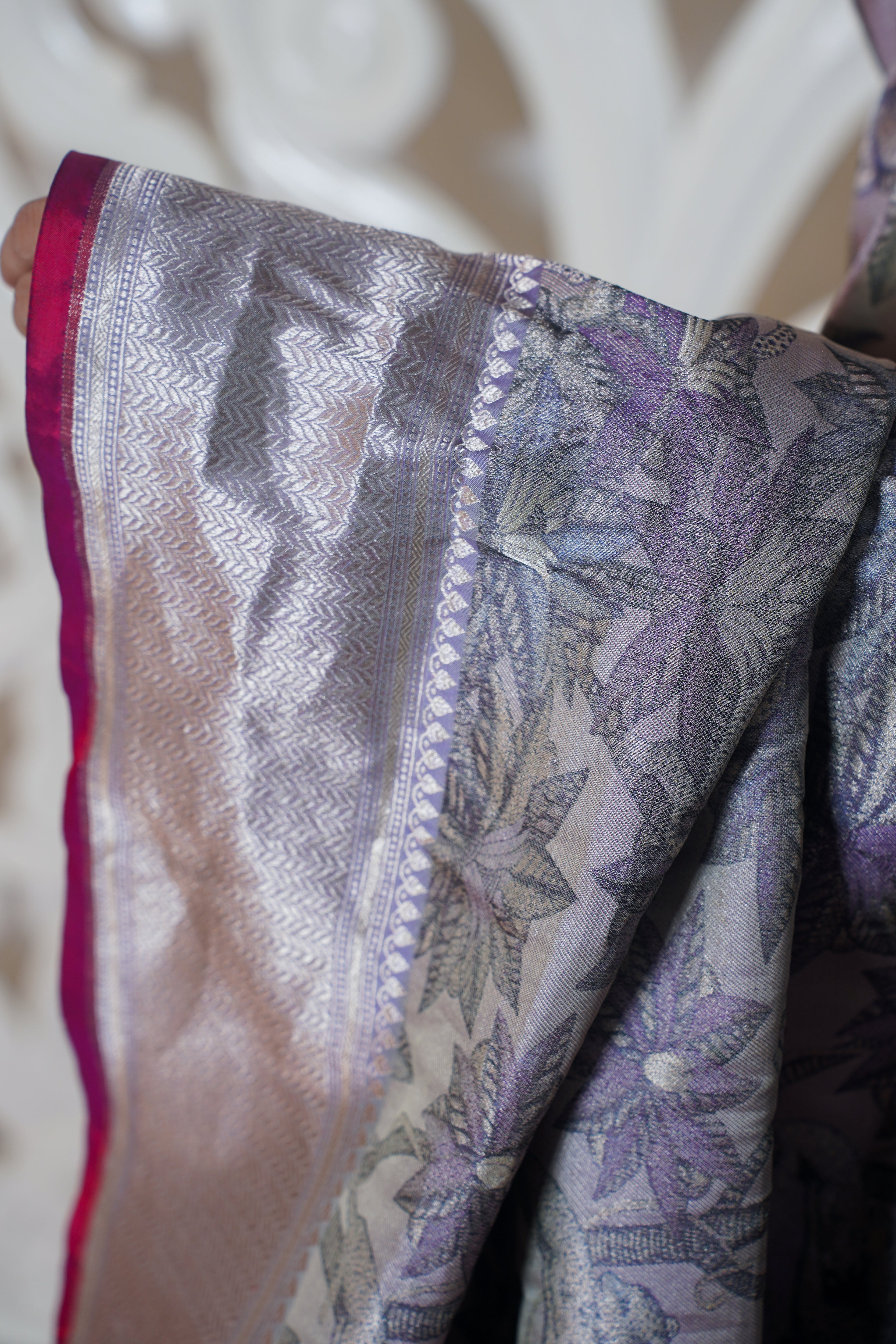 VIRASAT 325: Pure Banarasi Silk Saree In Grey color