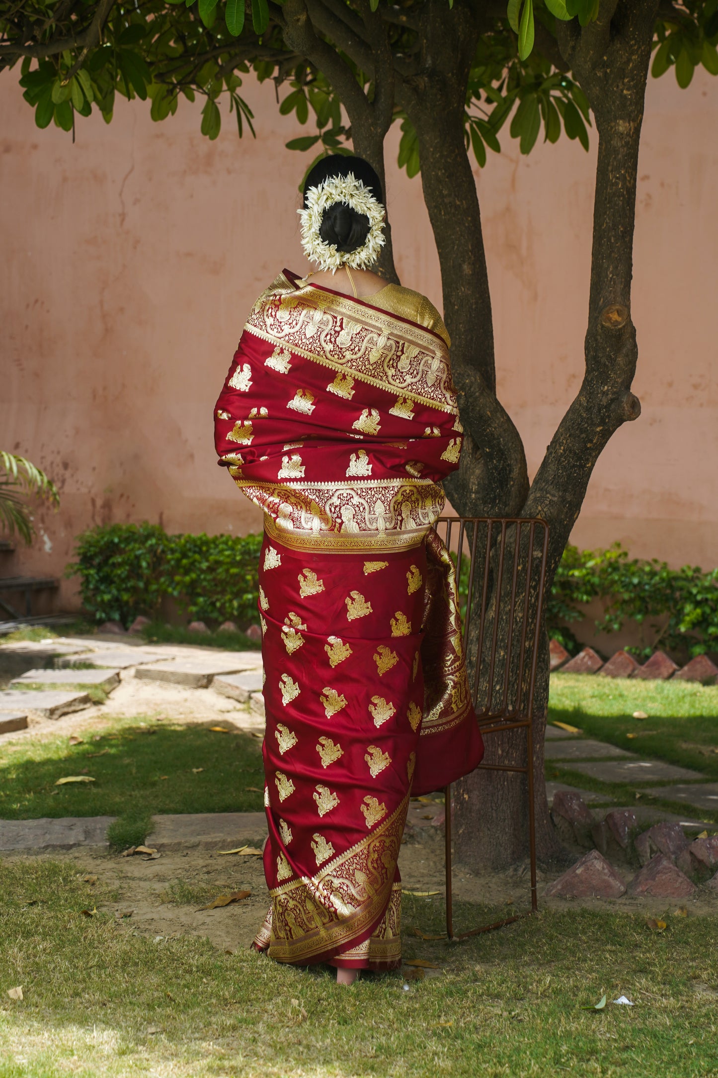 Maroon Pure Banarasi Handwoven Wedding Saree