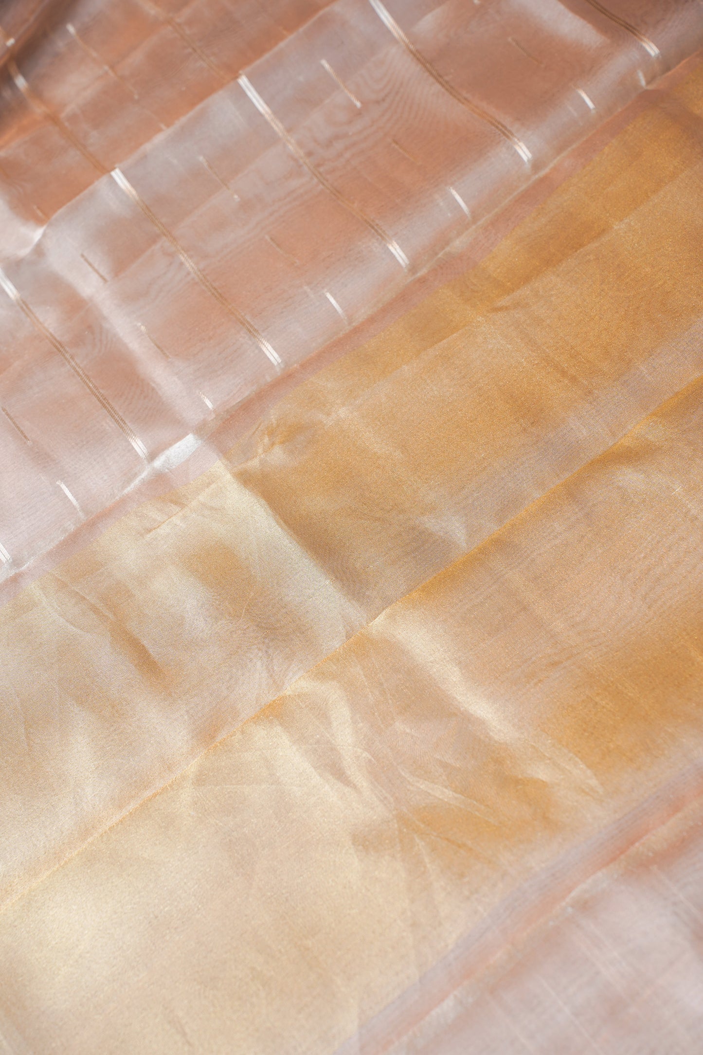 Light Peach Pure Tissue Silk Banarasi Handloom Saree