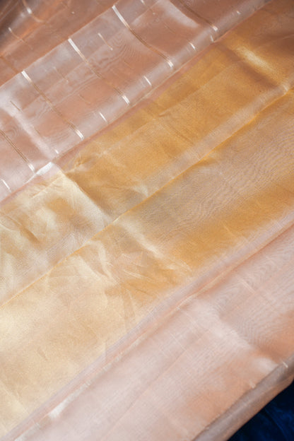 Light Peach Pure Tissue Silk Banarasi Handloom Saree