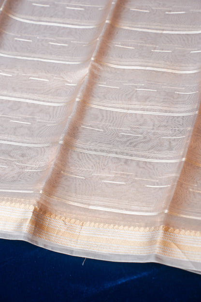 Jambavati Light Peach Pure Tissue Silk Banarasi Handloom Saree