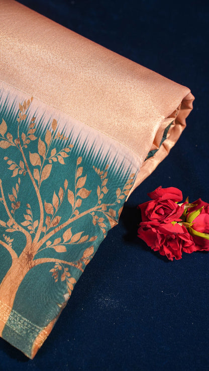 "UTSAV BANARAS 153" Banarasi Peach-Pink Tissue Silk Saree