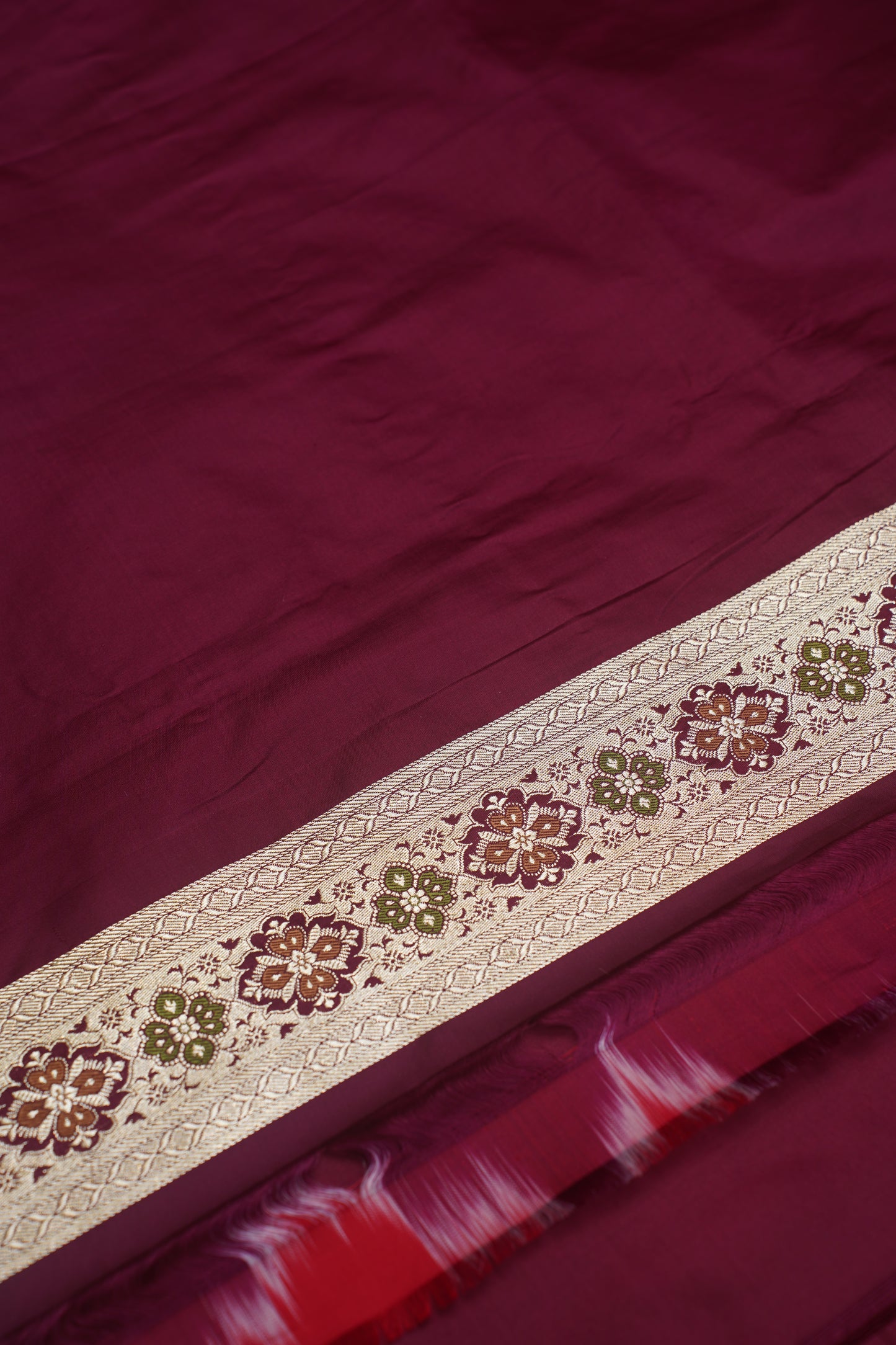 Maroon Pure Kadwa Banarasi Handloom Wedding Saree