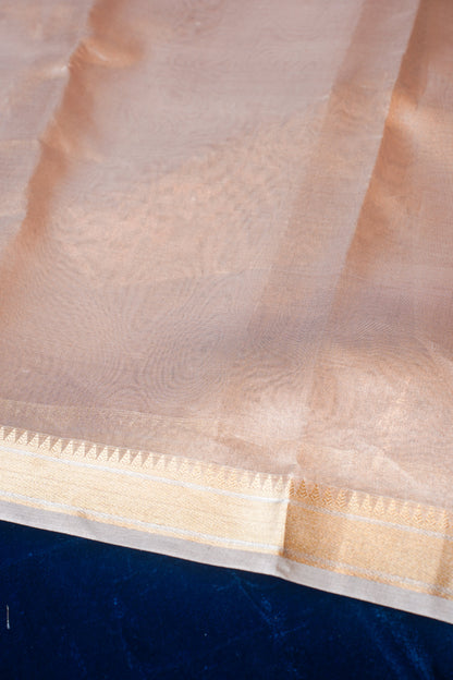 Light Peach Pure Tissue Silk Banarasi Handloom Saree