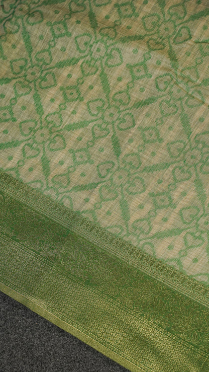 "UTSAV BANARAS 134" Banarasi Green Jamdani Cotton Silk Saree