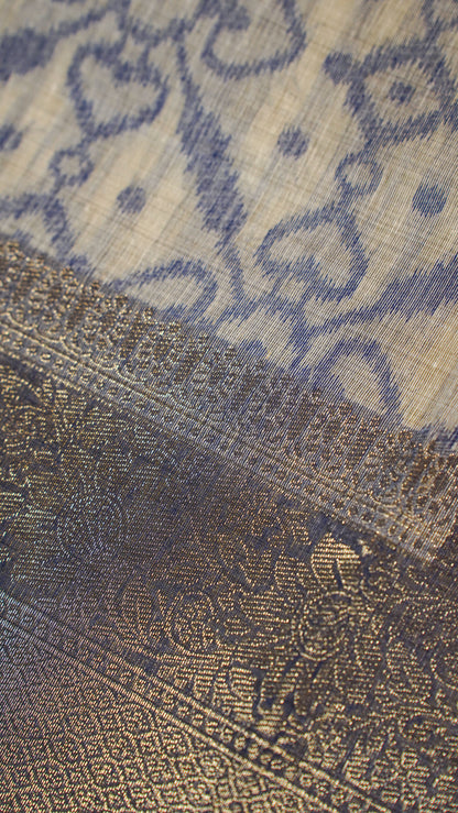 "UTSAV BANARAS 135" Banarasi Violet Blue Jamdani Cotton Silk Saree