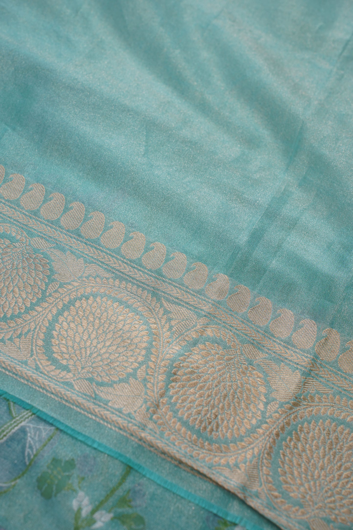 Taarbana Sea Green Pure Kadwa Banarasi Handloom Saree