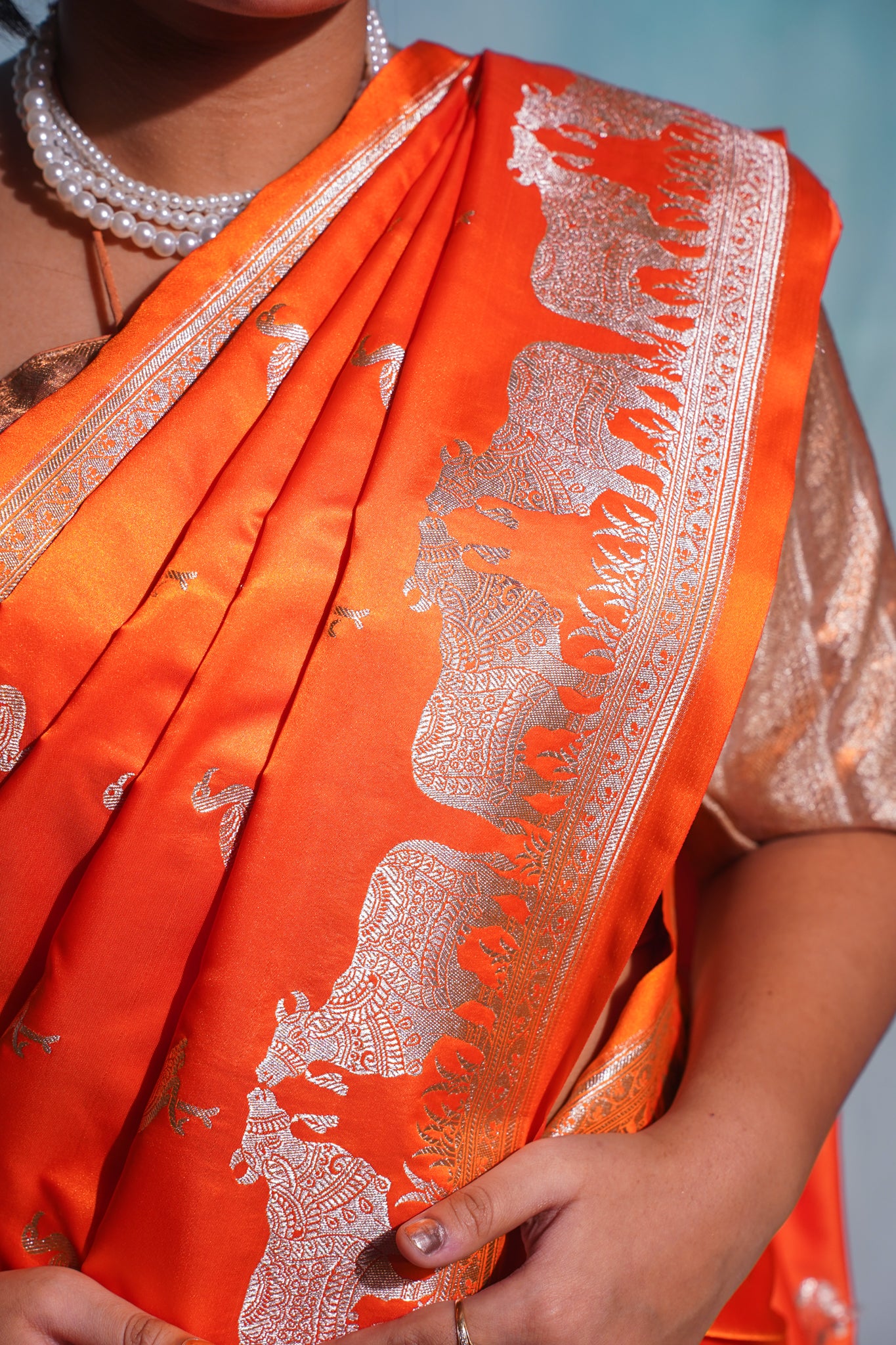 "Waah Banaras 096" Banarasi Soft Mashru Silk Saree With Nandi Buta Shikargah 100% Pure Vegan