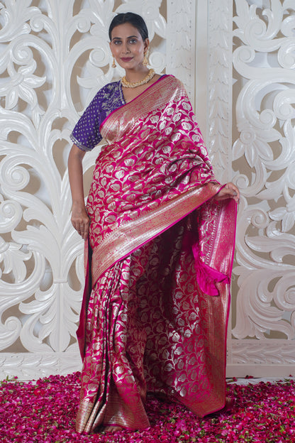 Magenta pure katan silk saree