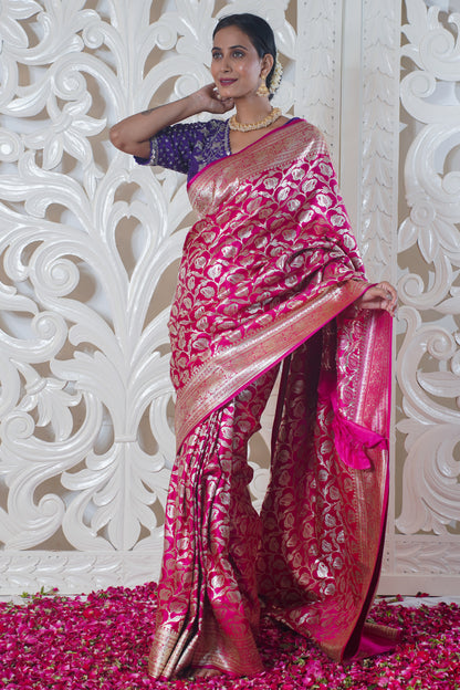 Magenta pure katan silk saree