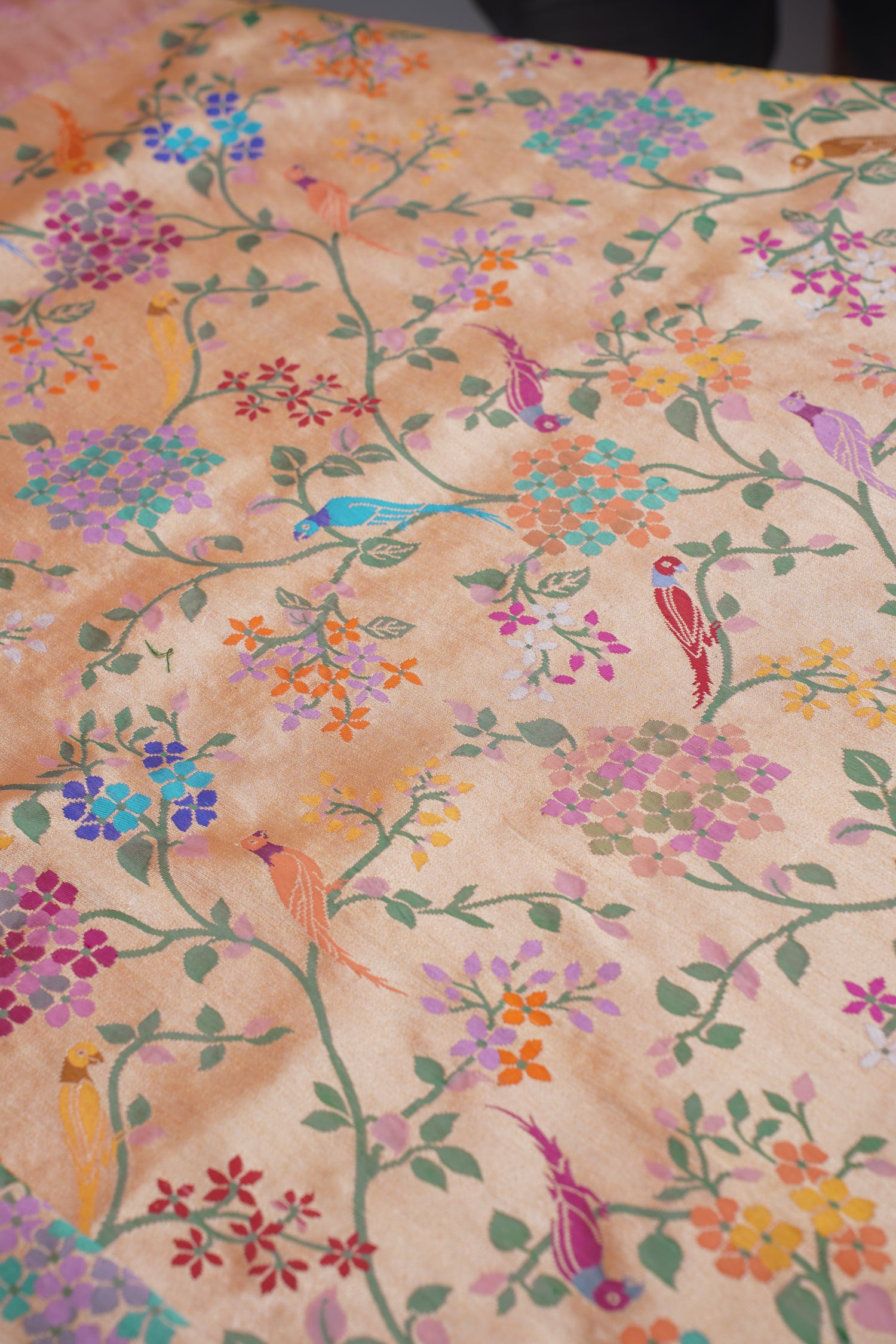 "VIRASAT 001" Peach Pure Kadwa Paithani Banarasi Handloom Saree