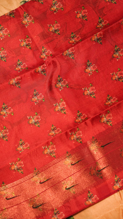 "UTSAV BANARAS 144" Banarasi Golden Sand Digital Print Paithani Silk Saree
