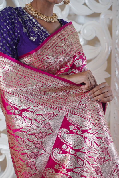 Magenta pure katan silk saree