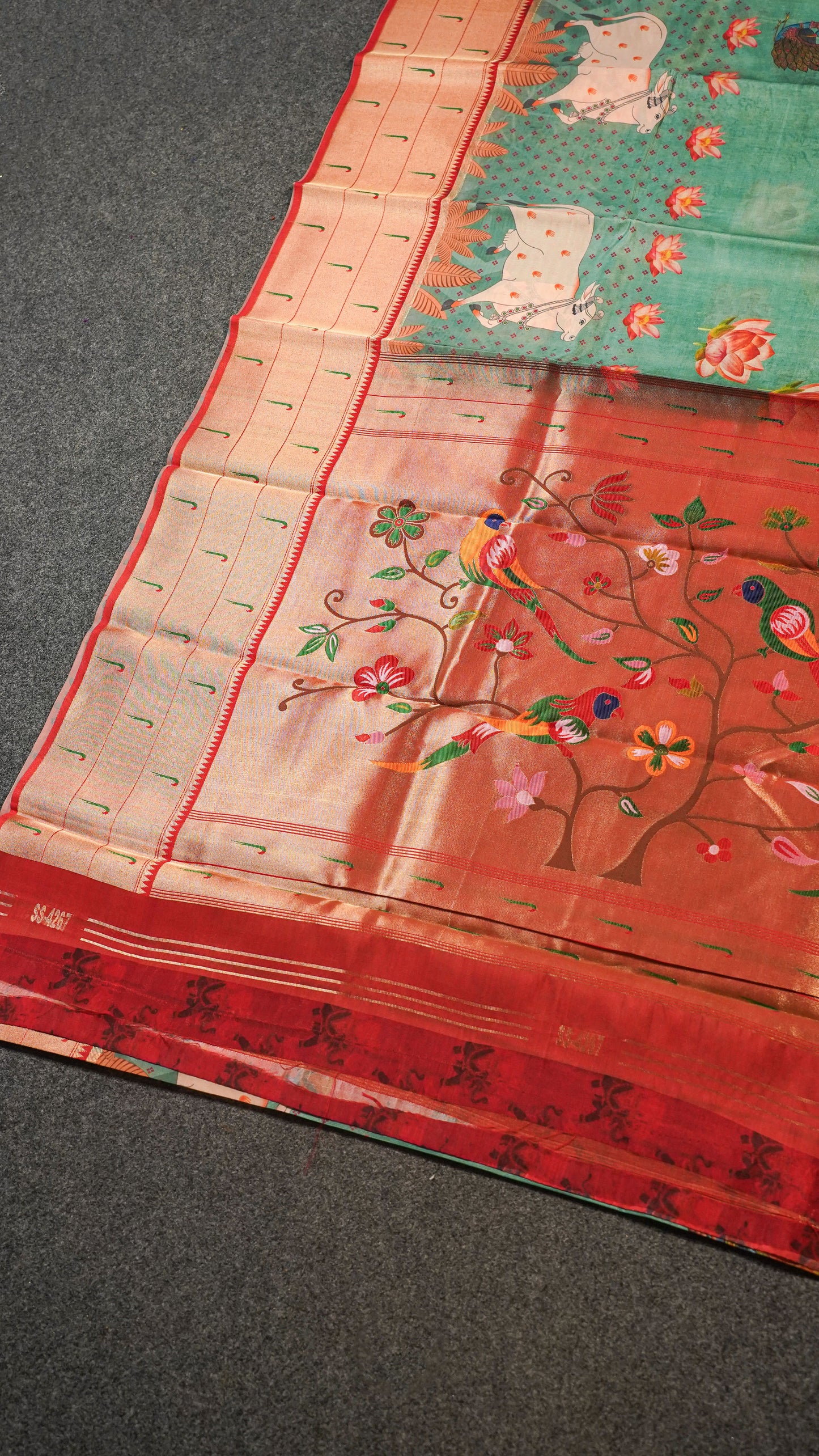"UTSAV BANARAS 146" Banarasi Light Green Digital Print Paithani Silk Saree