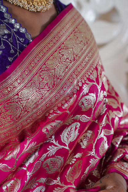 Magenta pure katan silk saree