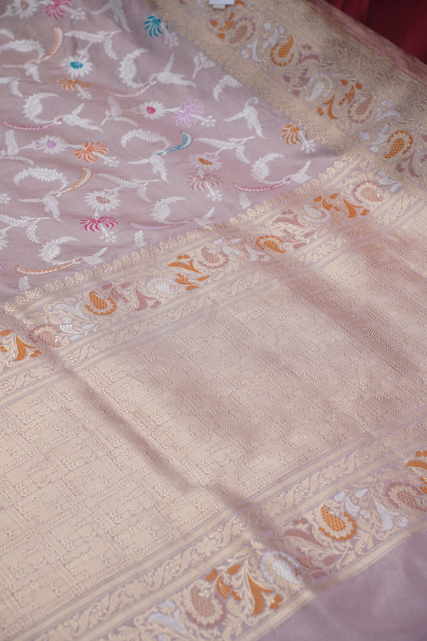 Taarbana Onion Pink Pure Kadwa Jaal Banarasi Handloom Saree