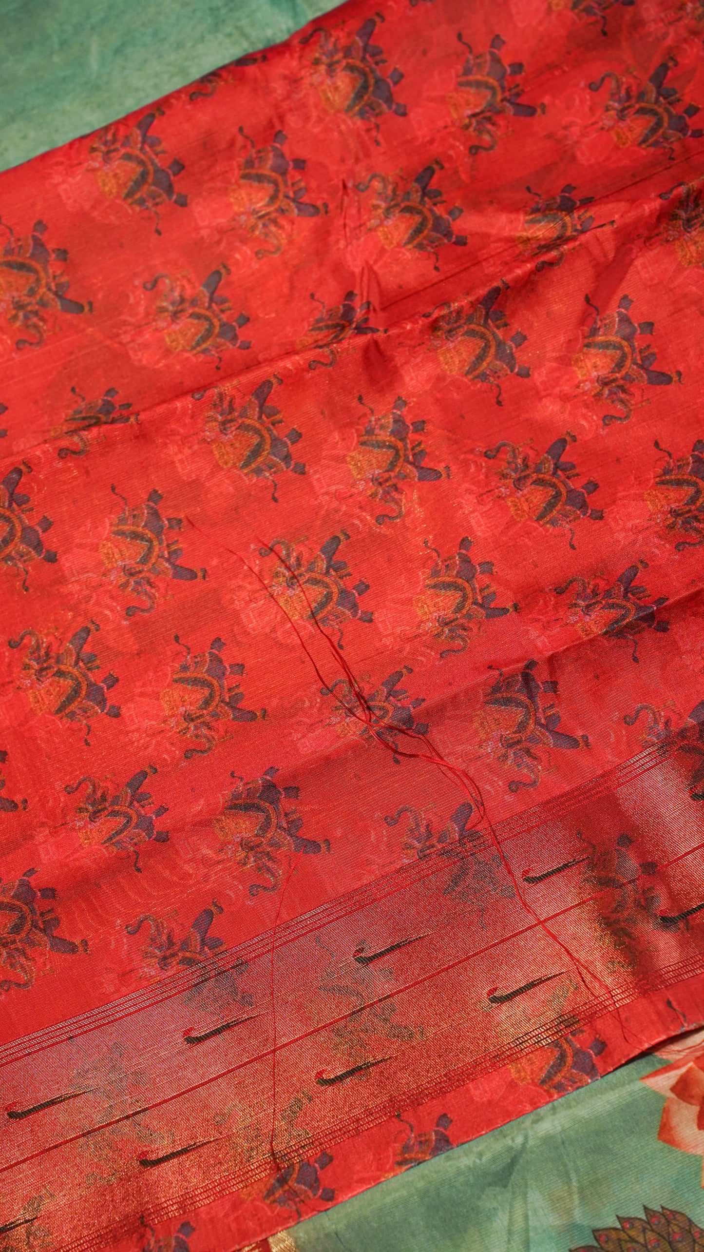 "UTSAV BANARAS 146" Banarasi Light Green Digital Print Paithani Silk Saree