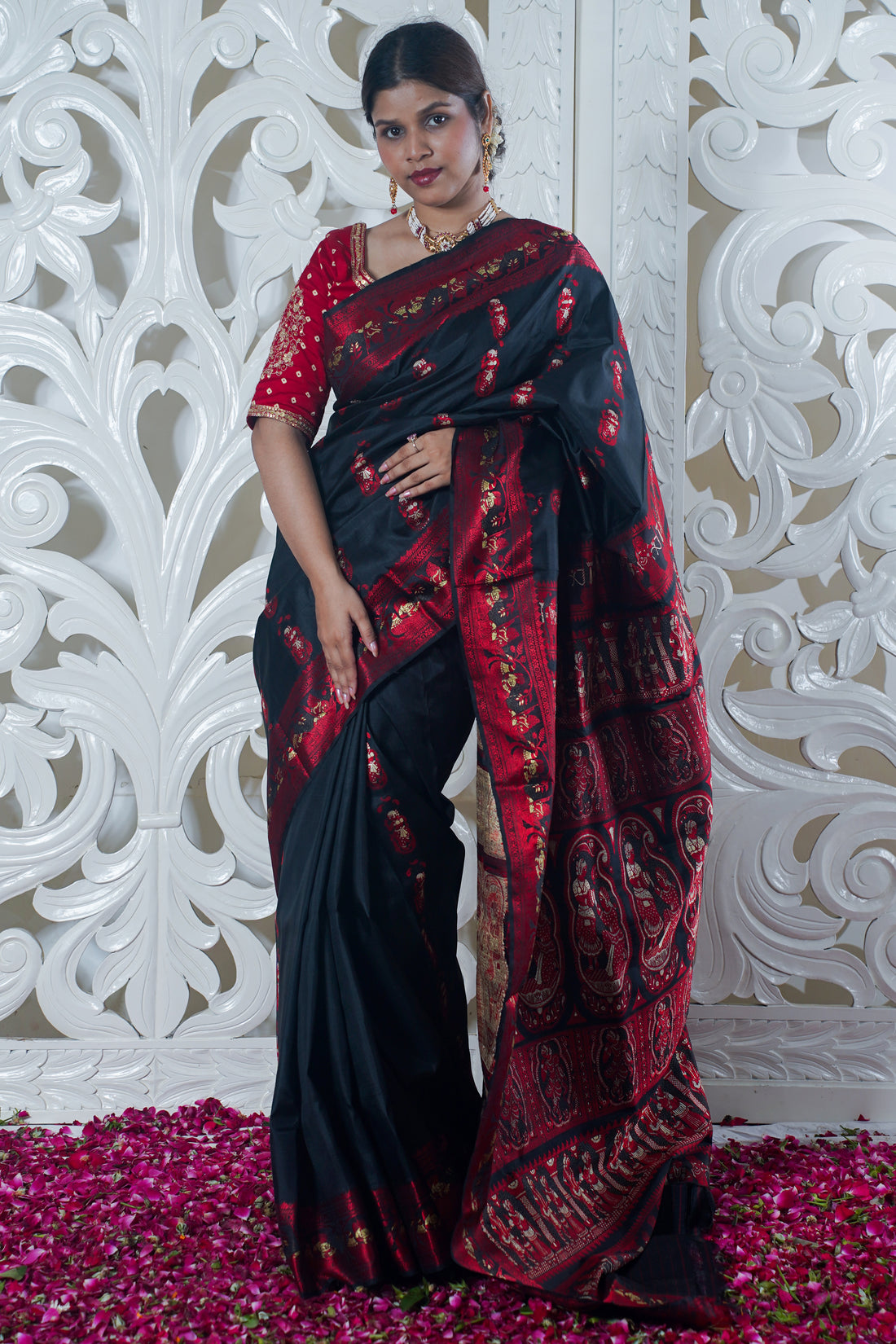 "Virasat 134" Black Pure Katan Silk Saree