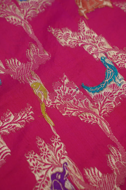 Dark Pink Pure Kadwa Banarasi Handloom Saree