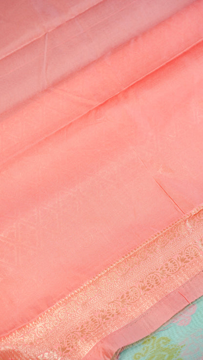 "UTSAV BANARAS 140" Banarasi Light Teal Jamdani Cotton Silk Saree
