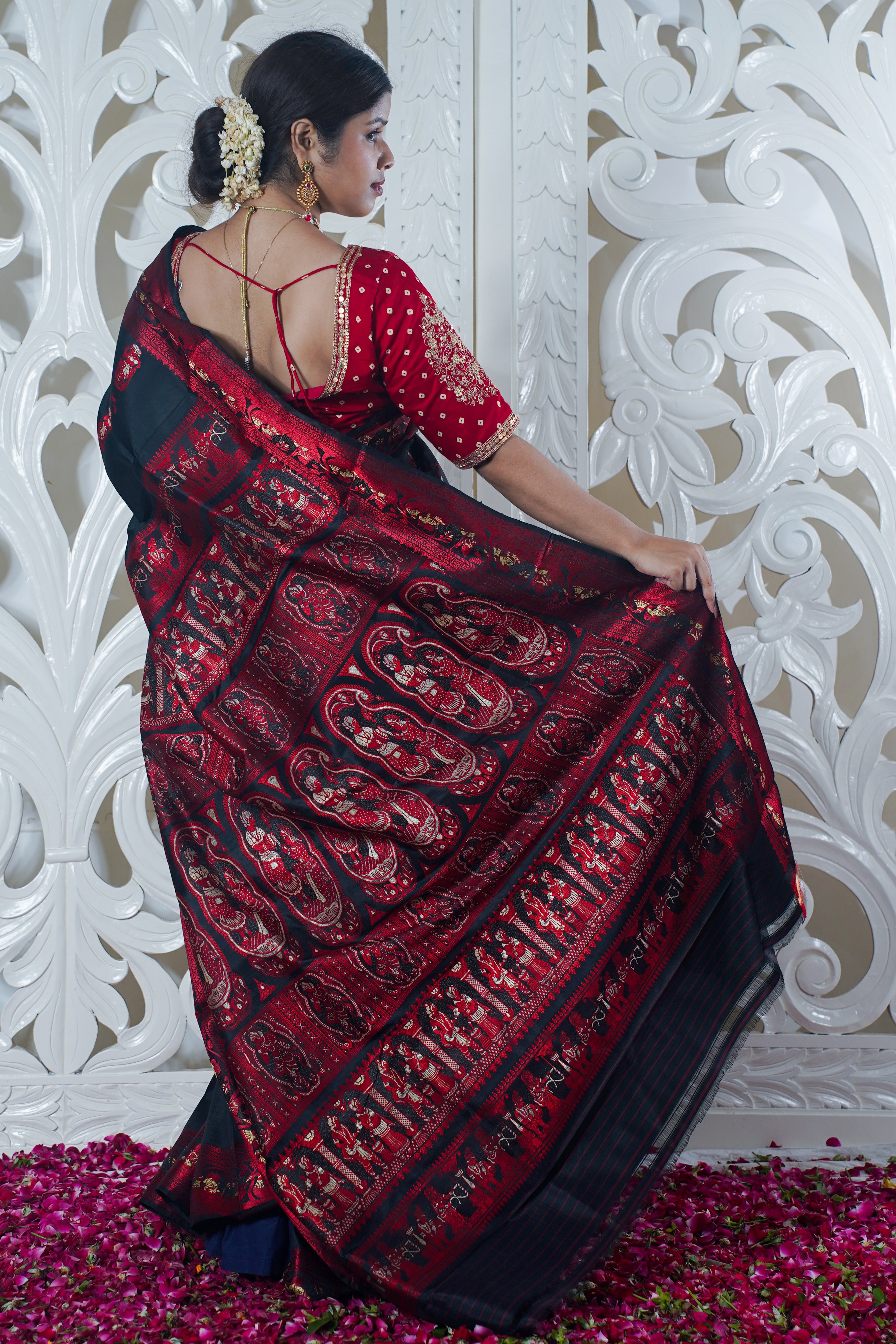 "Virasat 134" Black Pure Katan Silk Saree