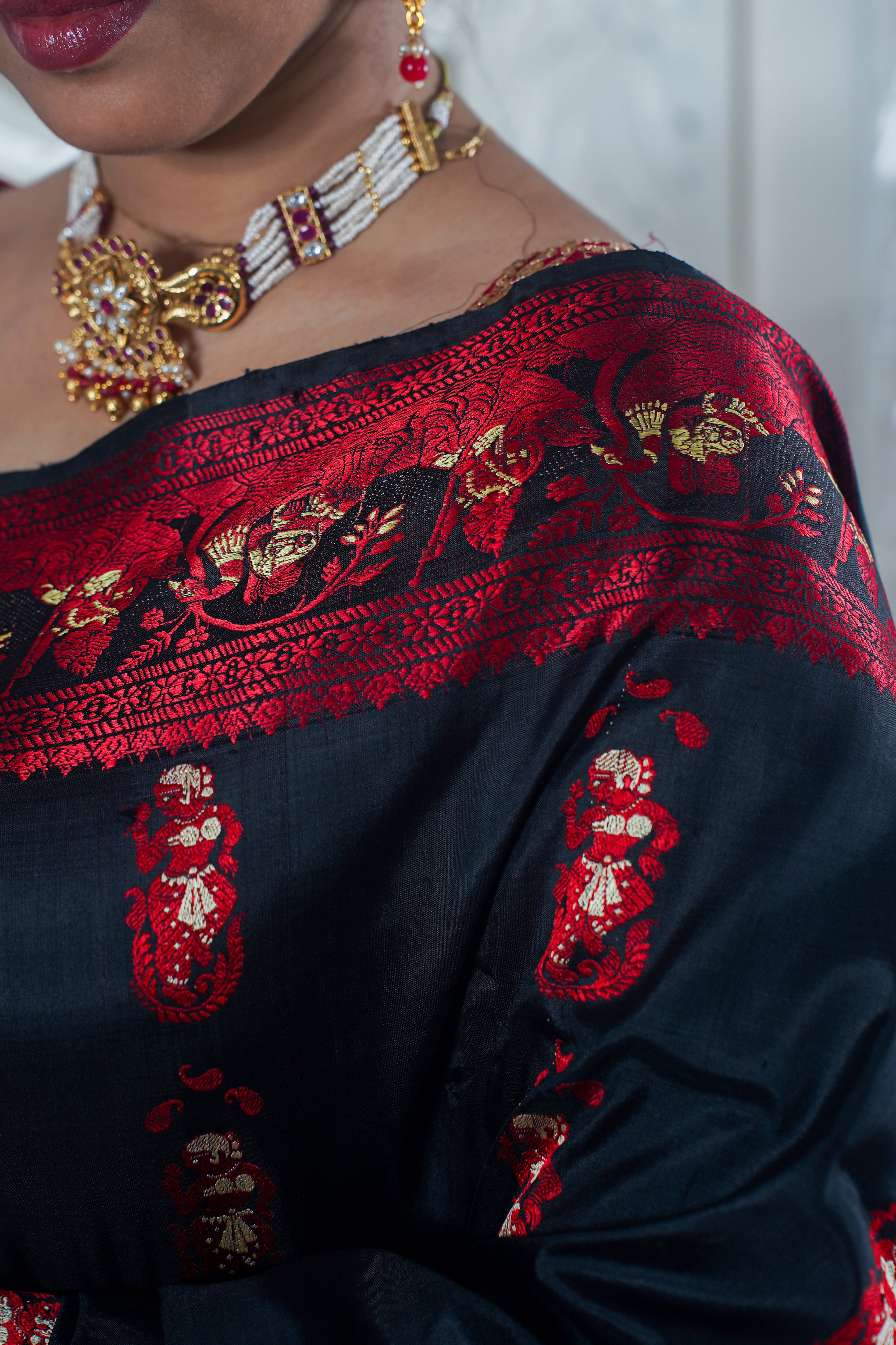 "Virasat 134" Black Pure Katan Silk Saree