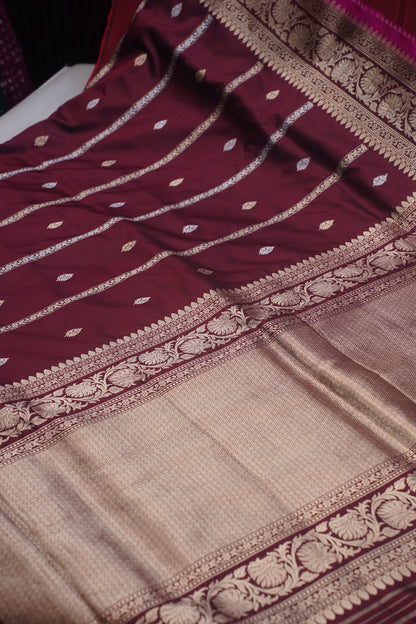 Maroon Pure Kadwa Banarasi Handloom Saree