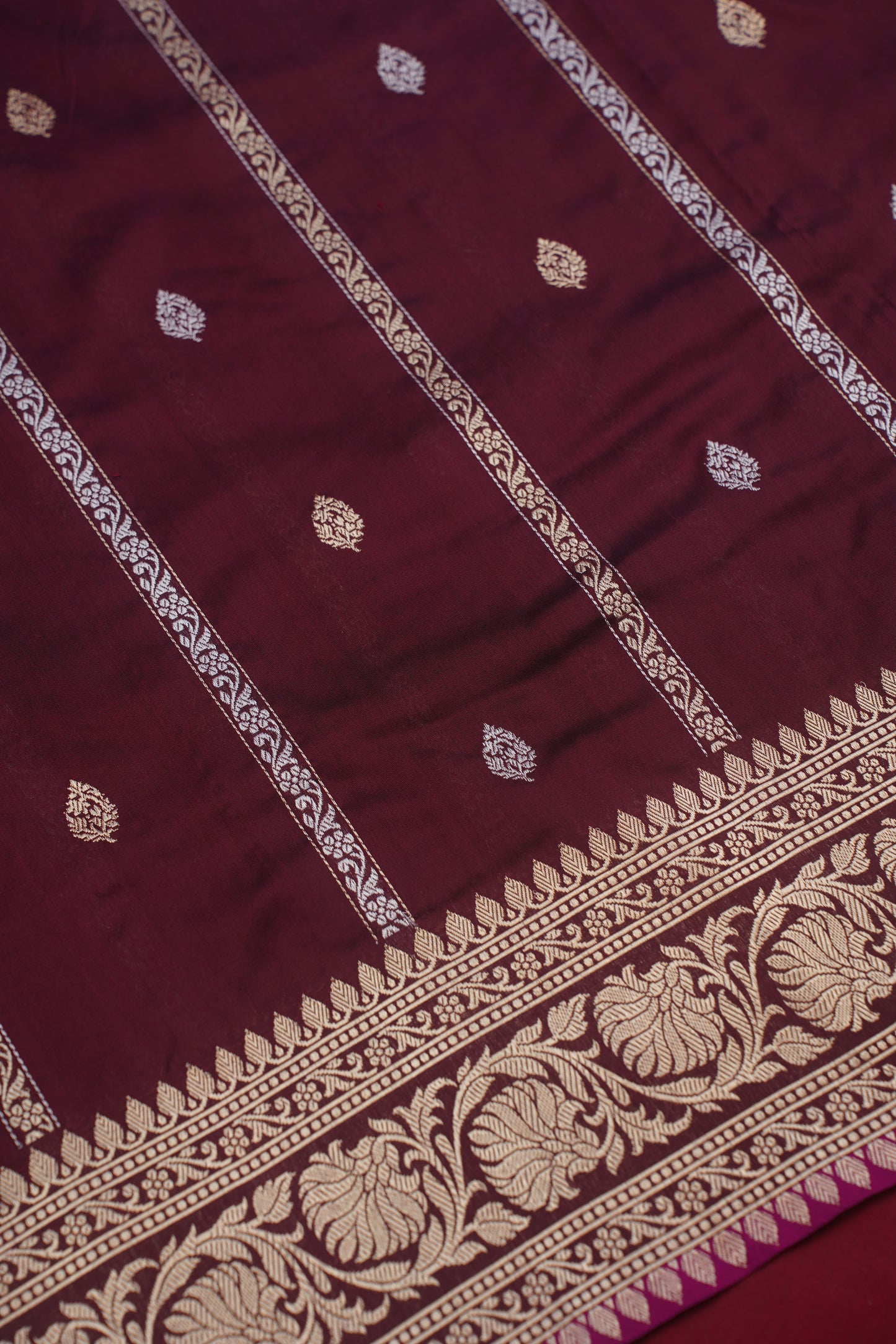 Maroon Pure Kadwa Banarasi Handloom Saree