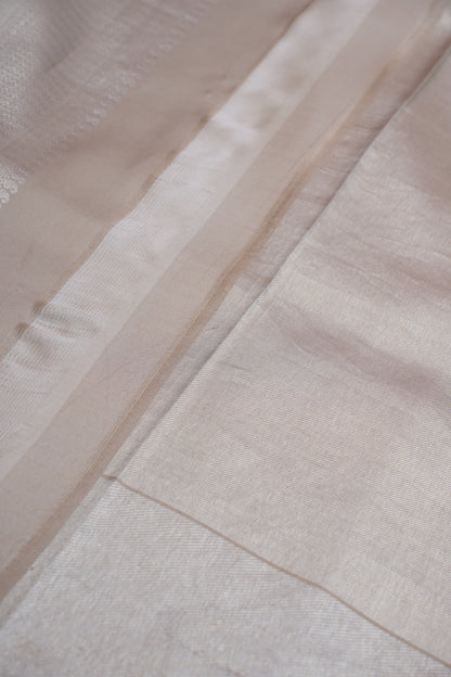 Milky White Pure Banarasi Handloom Saree