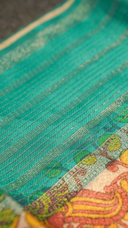 "UTSAV BANARAS 162" Banarasi Beige-Gold Tissue Kalamkari Silk Saree
