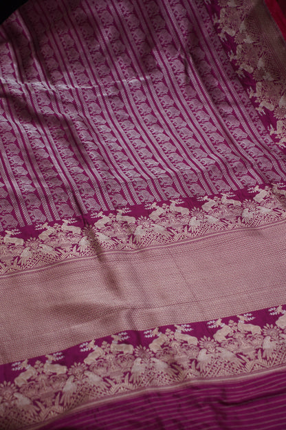 Magenta Pure Kadwa Tanchoi Banarasi Handloom Saree