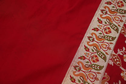 Red Pure Kadwa Jaal Banarasi Handloom Wedding Saree