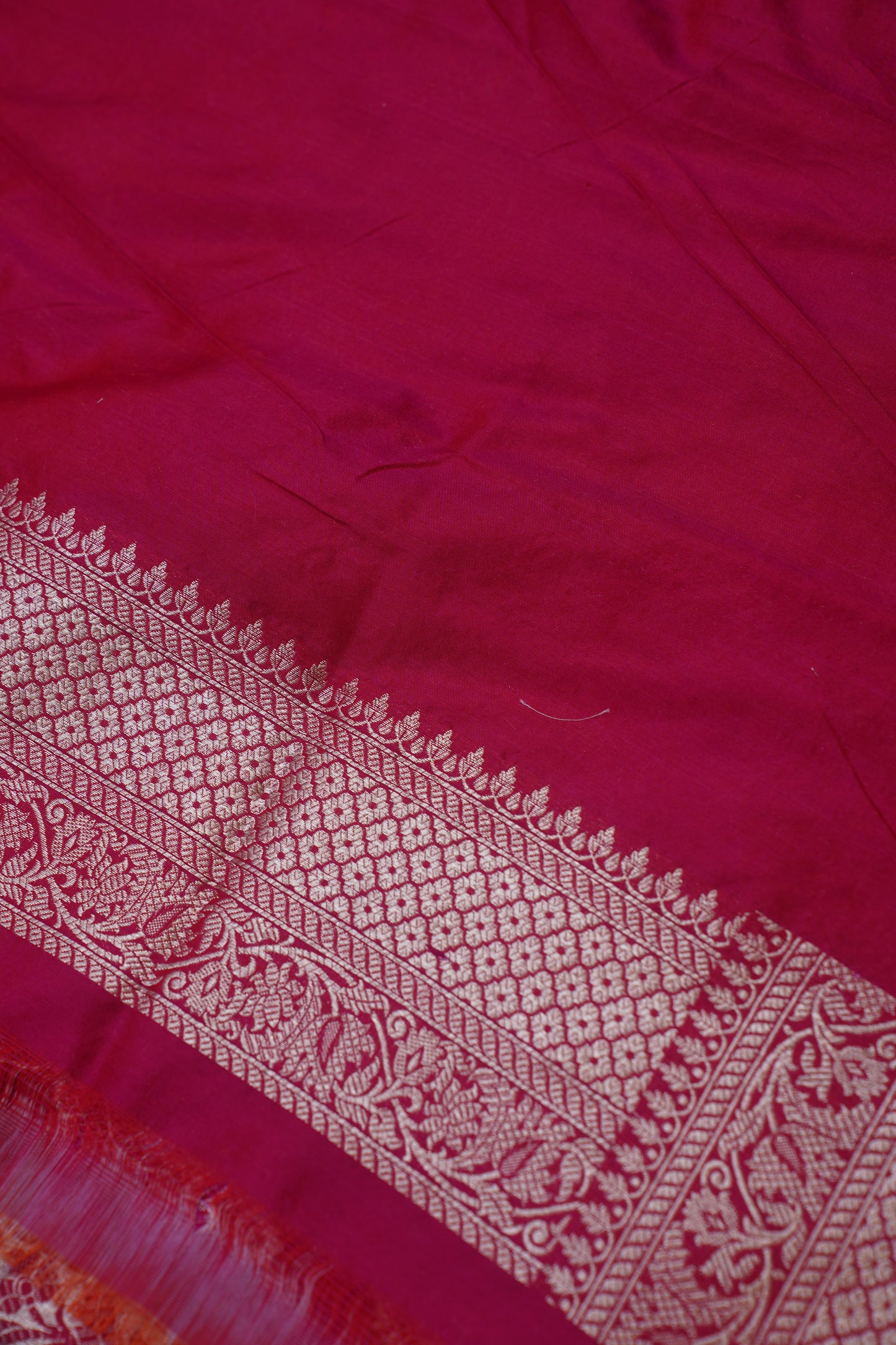 Dark Pink Pure Kadwa Jaal Banarasi Handloom Saree