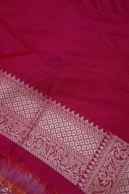 Dark Pink Pure Kadwa Jaal Banarasi Handloom Saree