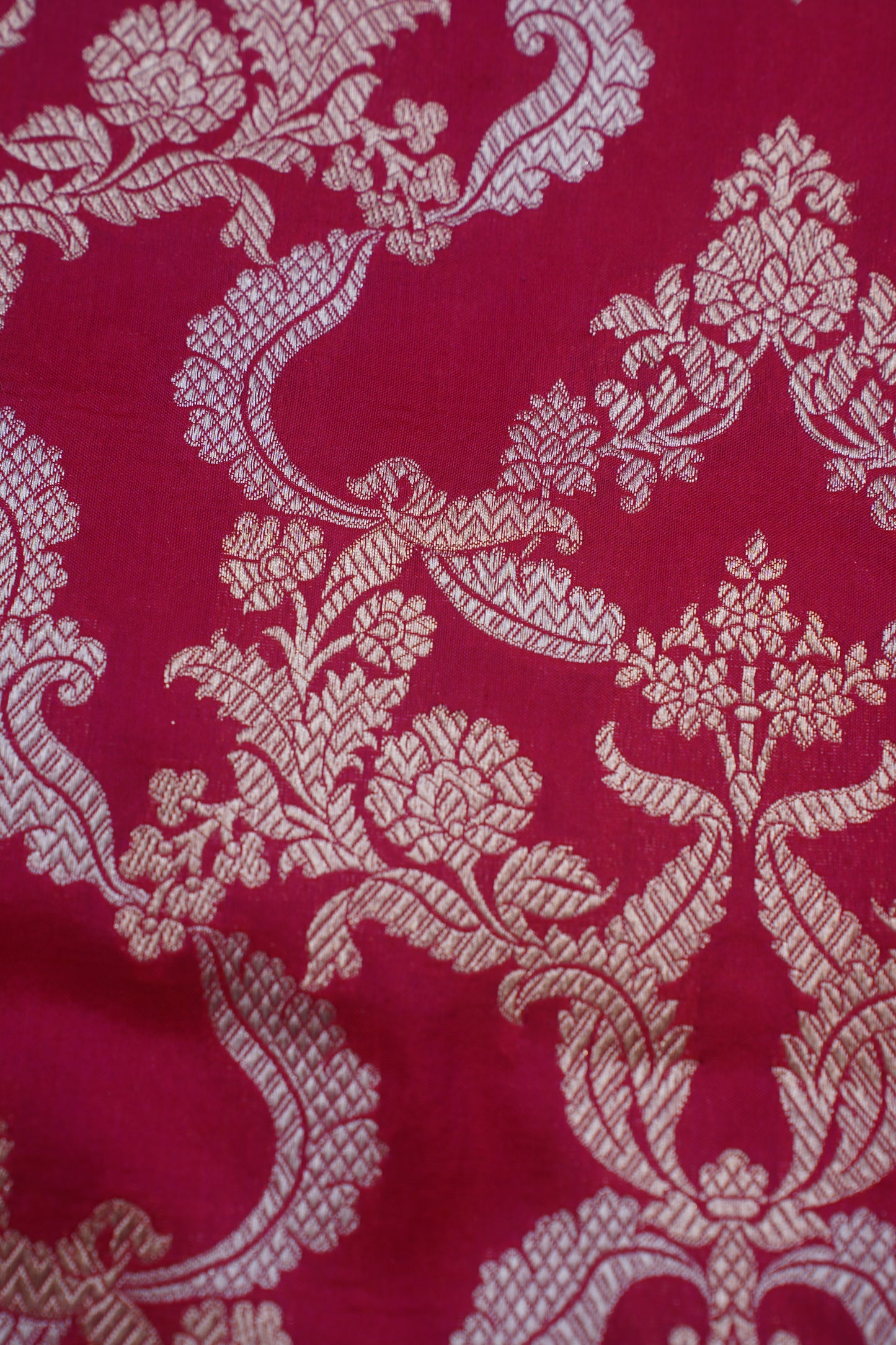 Dark Pink Pure Kadwa Jaal Banarasi Handloom Saree