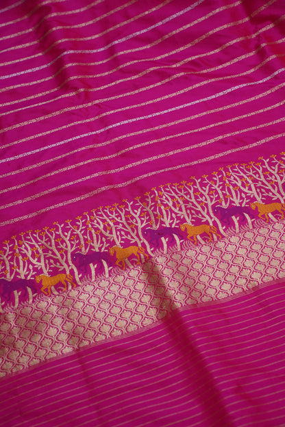 Dark Pink Pure Kadwa Banarasi Handloom Saree