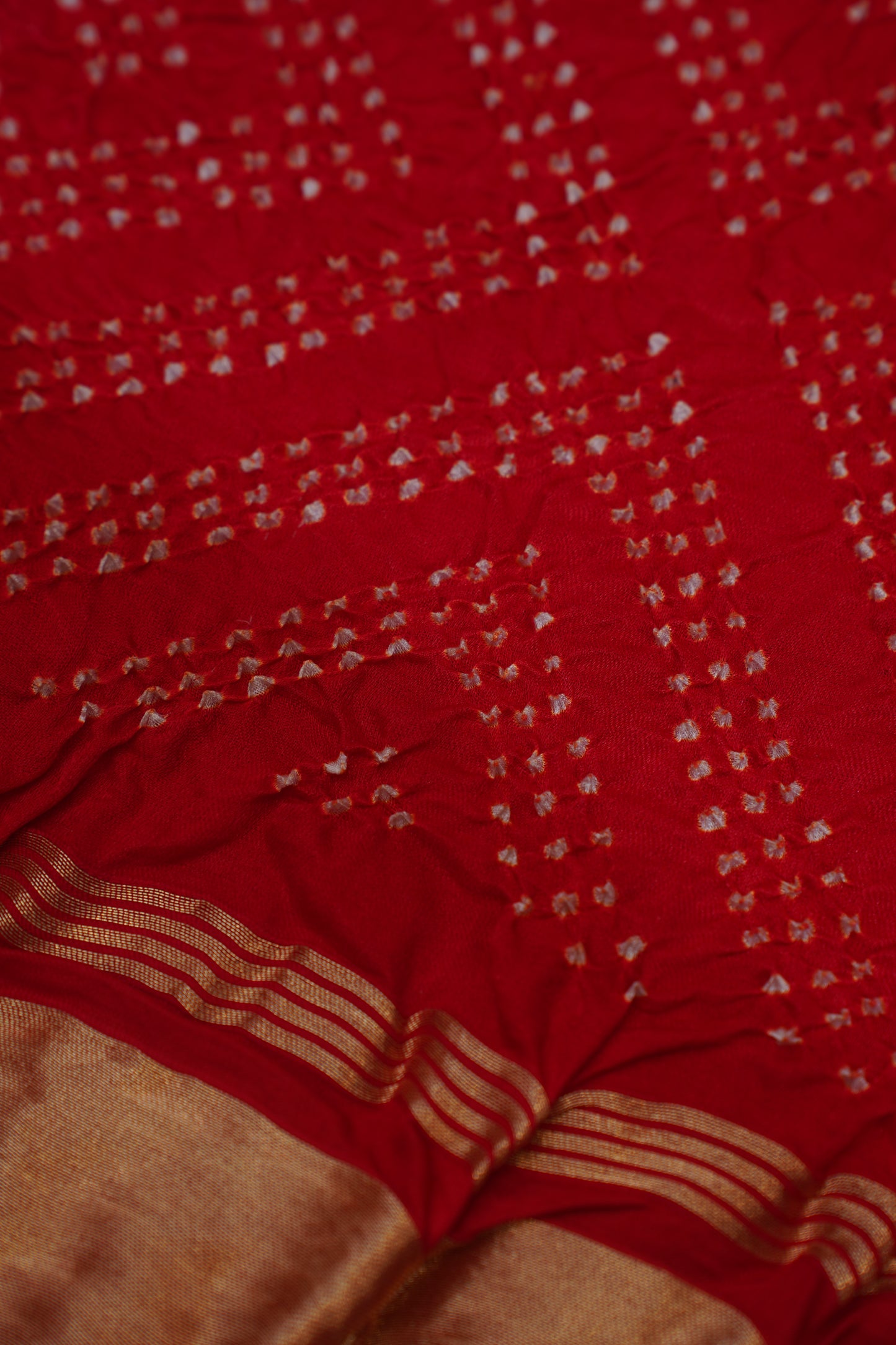 Red Pure Gajji Bandhej Banarasi Handloom Saree