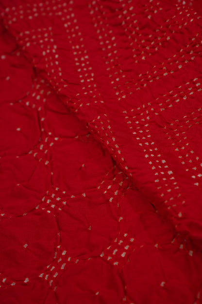 Red Pure Gajji Bandhej Banarasi Handloom Saree