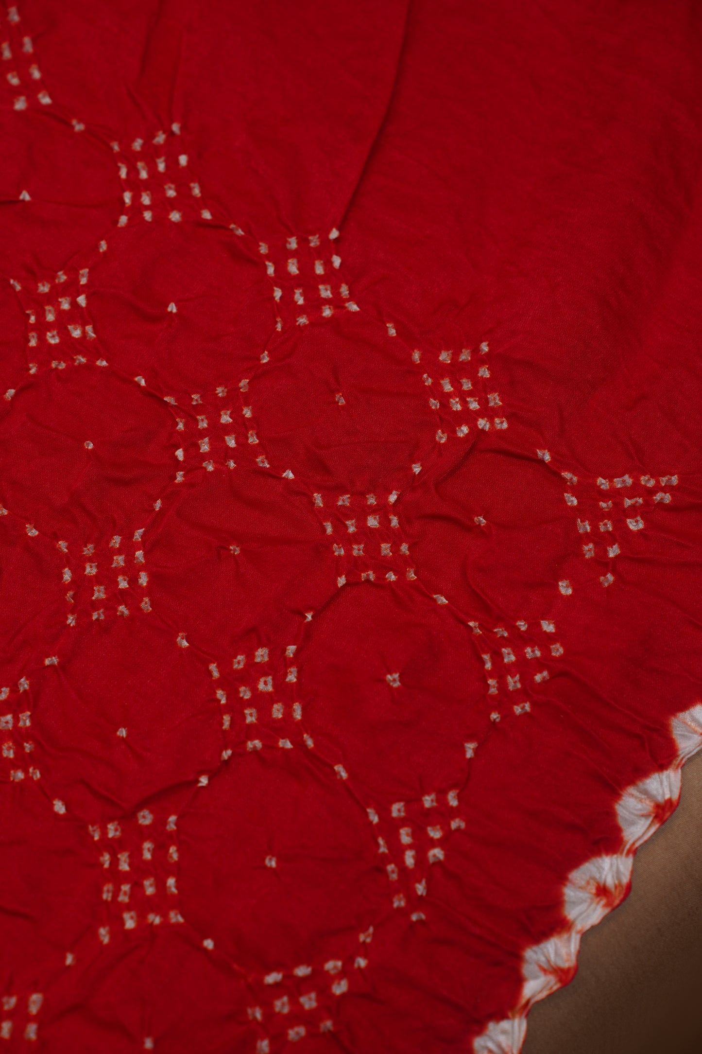 Red Pure Gajji Bandhej Banarasi Handloom Saree