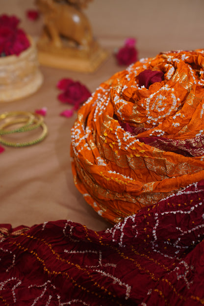 Yellow Pure Gajji Ghat Chola Bandhej Banarasi Handloom Saree