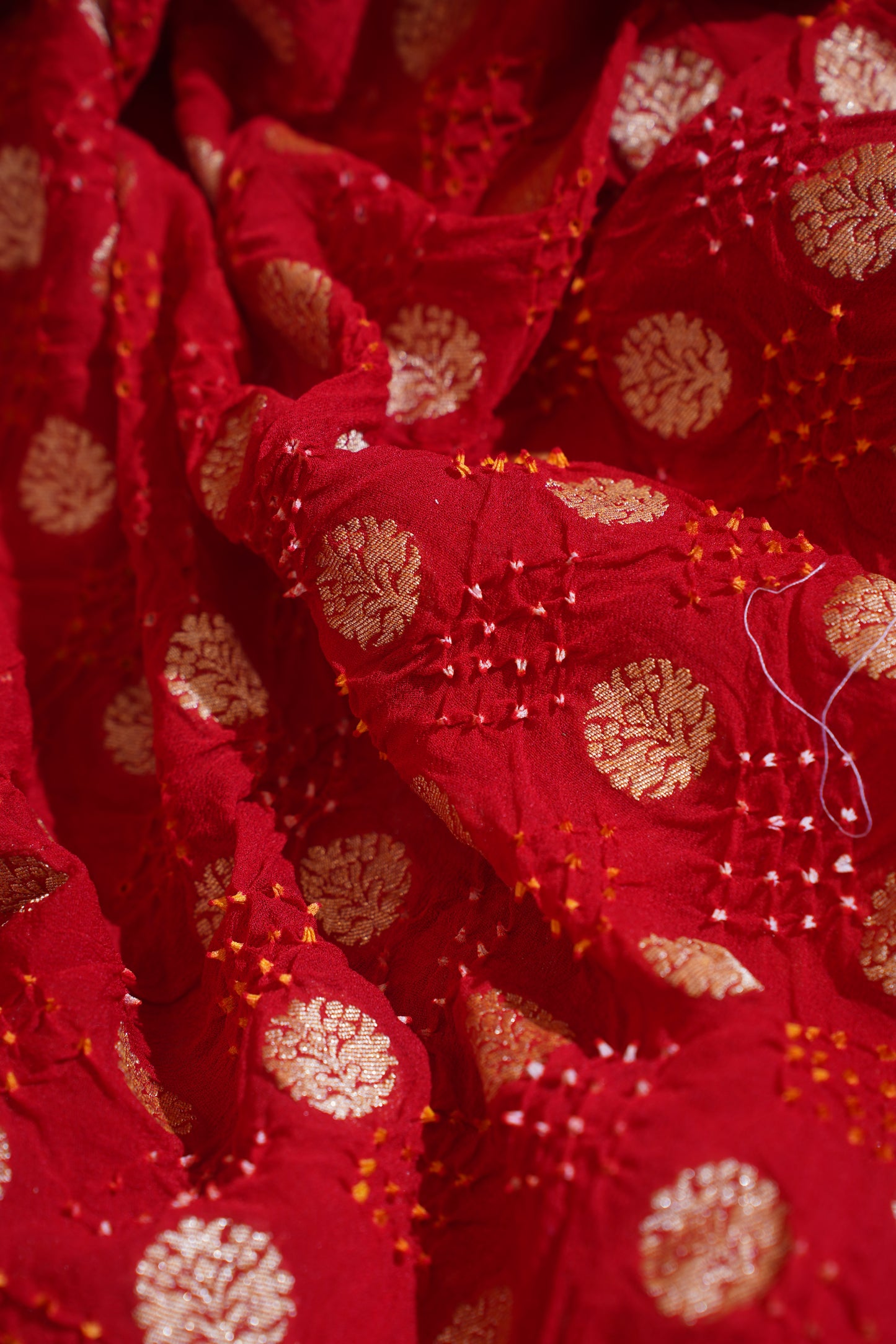 Red Pure Khaddi Bandhej Banarasi Handloom Saree