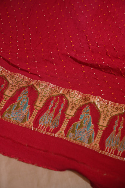 Red Pure Khadi Bandhej Banarasi Handloom Saree