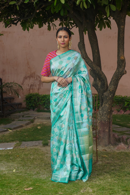 Handwoven Rangkat Banarasi Katan Silk Saree